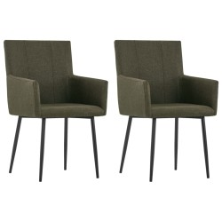vidaXL Sillas de comedor con reposabrazos 2 unidades tela marrón  