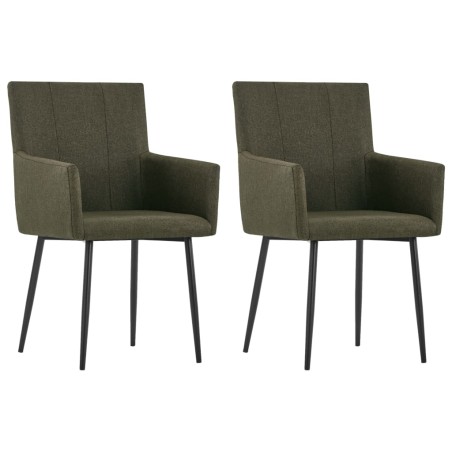 vidaXL Sillas de comedor con reposabrazos 2 unidades tela marrón  