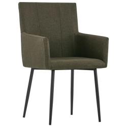 vidaXL Sillas de comedor con reposabrazos 2 unidades tela marrón  