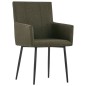 vidaXL Sillas de comedor con reposabrazos 2 unidades tela marrón vidaXL Sillas de comedor con reposabrazos 2 unidades tela marrón