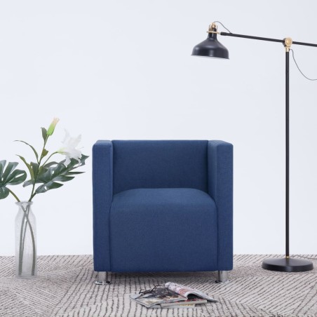 vidaXL Sillón en forma de cubo de tela azul