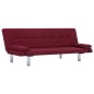 vidaXL Sofá cama con dos almohadas de poliéster rojo vino vidaXL Sofá cama con dos almohadas de poliéster rojo vino