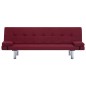 vidaXL Sofá cama con dos almohadas de poliéster rojo vino vidaXL Sofá cama con dos almohadas de poliéster rojo vino
