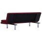 vidaXL Sofá cama con dos almohadas de poliéster rojo vino vidaXL Sofá cama con dos almohadas de poliéster rojo vino