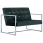 vidaXL Sofá 2 plazas con reposabrazos cromados terciopelo verde oscuro vidaXL Sofá 2 plazas con reposabrazos cromados terciopelo verde oscuro