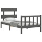 vidaXL Estructura de cama con cabecero madera maciza gris vidaXL Estructura de cama con cabecero madera maciza gris