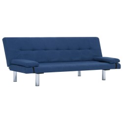 vidaXL Sofá cama con dos cojines poliéster azul