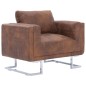 vidaXL Sillón en forma de cubo de piel de ante artificial marrón vidaXL Sillón en forma de cubo de piel de ante artificial marrón