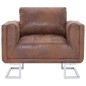 vidaXL Sillón en forma de cubo de piel de ante artificial marrón vidaXL Sillón en forma de cubo de piel de ante artificial marrón