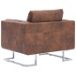 vidaXL Sillón en forma de cubo de piel de ante artificial marrón vidaXL Sillón en forma de cubo de piel de ante artificial marrón