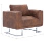 vidaXL Sillón en forma de cubo de piel de ante artificial marrón vidaXL Sillón en forma de cubo de piel de ante artificial marrón