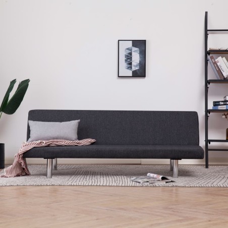 vidaXL Sofá cama de poliéster gris oscuro