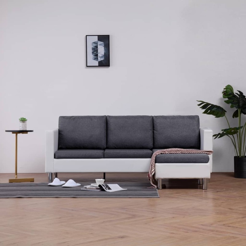 vidaXL Sofá de 3 plazas con cojines cuero sintético blanco vidaXL Sofá de 3 plazas con cojines cuero sintético blanco