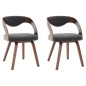 vidaXL Sillas de comedor 2 unidades madera curvada y tela gris oscuro vidaXL Sillas de comedor 2 unidades madera curvada y tela gris oscuro