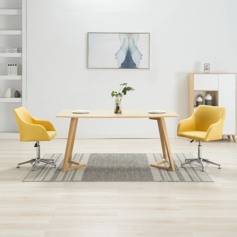 vidaXL Sillas de comedor giratorias 2 unidades tela amarillo vidaXL Sillas de comedor giratorias 2 unidades tela amarillo