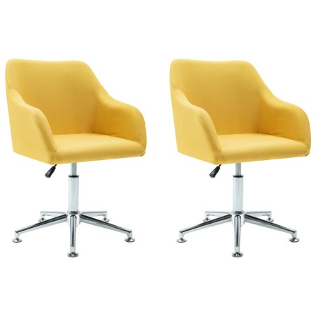 vidaXL Sillas de comedor giratorias 2 unidades tela amarillo