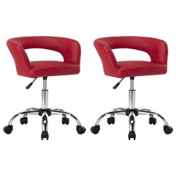 vidaXL Sillas comedor 2 unidades cuero sintético rojo tinto
