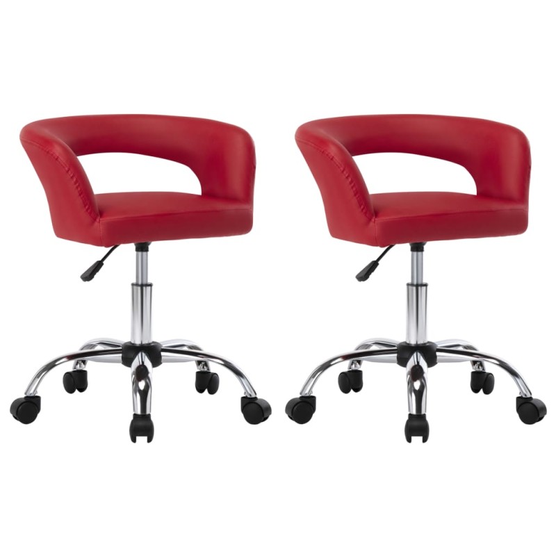 vidaXL Sillas comedor 2 unidades cuero sintético rojo tinto vidaXL Sillas comedor 2 unidades cuero sintético rojo tinto