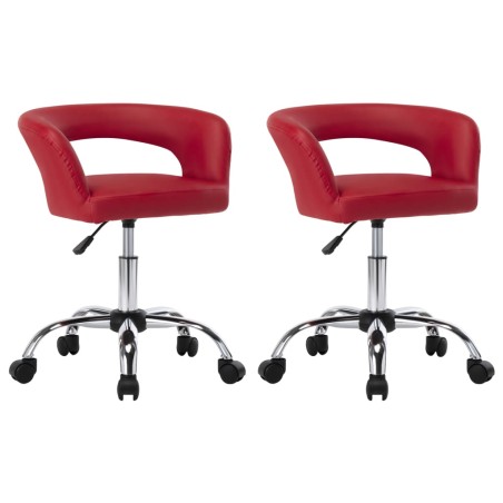 vidaXL Sillas comedor 2 unidades cuero sintético rojo tinto