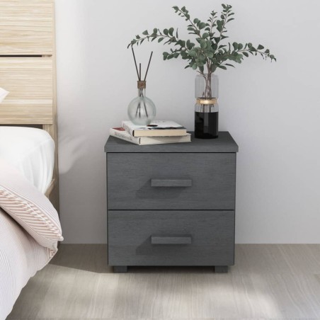 vidaXL Mesita de noche HAMAR pino macizo gris oscuro 40x35x44,5 cm