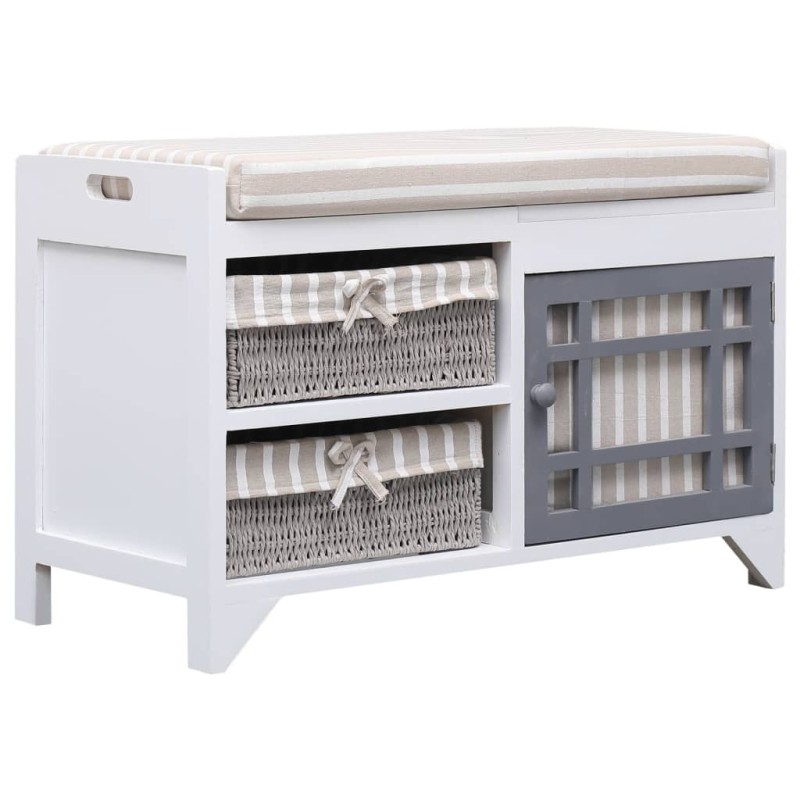 vidaXL Banco de recibidor de madera de Paulownia blanco 70x33,5x45 cm vidaXL Banco de recibidor de madera de Paulownia blanco 70x33,5x45 cm