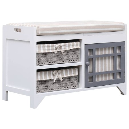 vidaXL Banco de recibidor de madera de Paulownia blanco 70x33,5x45 cm