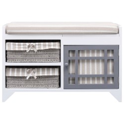 vidaXL Banco de recibidor de madera de Paulownia blanco 70x33,5x45 cm