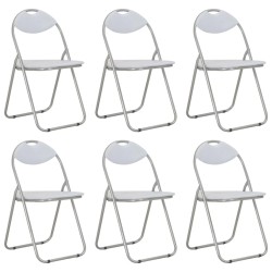 vidaXL Sillas de comedor plegables 6 unidades cuero sintético blanco