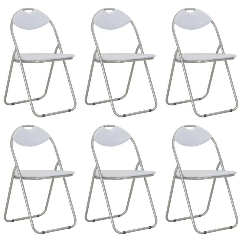 vidaXL Sillas de comedor plegables 6 unidades cuero sintético blanco vidaXL Sillas de comedor plegables 6 unidades cuero sintético blanco
