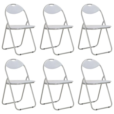 vidaXL Sillas de comedor plegables 6 unidades cuero sintético blanco