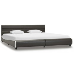 vidaXL Estructura cama y LED cuero sintético gris antracita 180x200 cm 