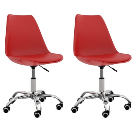 vidaXL Sillas de comedor 2 unidades cuero sintético rojo