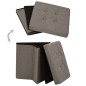 vidaXL Taburete de almacenaje plegable 2 uds lino sintético gris taupe vidaXL Taburete de almacenaje plegable 2 uds lino sintético gris taupe