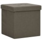 vidaXL Taburete con almacenaje plegable lino sintético marrón vidaXL Taburete con almacenaje plegable lino sintético marrón