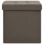 vidaXL Taburete con almacenaje plegable lino sintético marrón vidaXL Taburete con almacenaje plegable lino sintético marrón