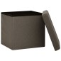 vidaXL Taburete con almacenaje plegable lino sintético marrón vidaXL Taburete con almacenaje plegable lino sintético marrón