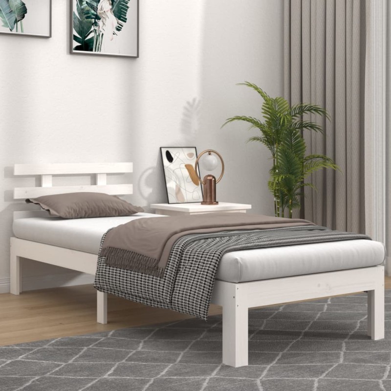 vidaXL Estructura de cama madera maciza blanco 90x200 cm vidaXL Estructura de cama madera maciza blanco 90x200 cm