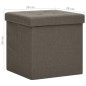 vidaXL Taburete con almacenaje plegable lino sintético marrón vidaXL Taburete con almacenaje plegable lino sintético marrón