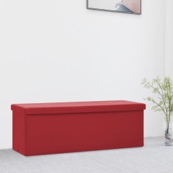 vidaXL Banco con almacenaje plegable rojo vino tinto PVC