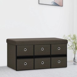 vidaXL Banco de almacenaje plegable lino sintético marrón 76x38x38 cm