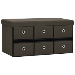 vidaXL Banco de almacenaje plegable lino sintético marrón 76x38x38 cm