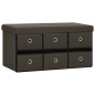 vidaXL Banco de almacenaje plegable lino sintético marrón 76x38x38 cm vidaXL Banco de almacenaje plegable lino sintético marrón 76x38x38 cm