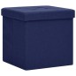 vidaXL Taburete con almacenaje plegable lino sintético azul vidaXL Taburete con almacenaje plegable lino sintético azul