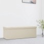 vidaXL Banco de almacenamiento plegable lino sintético crema blanco
