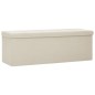 vidaXL Banco de almacenamiento plegable lino sintético crema blanco