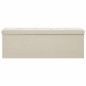 vidaXL Banco de almacenamiento plegable lino sintético crema blanco