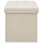 vidaXL Banco de almacenamiento plegable lino sintético crema blanco