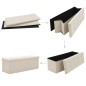 vidaXL Banco de almacenamiento plegable lino sintético crema blanco