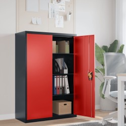 vidaXL Armario archivador de acero gris antracita y rojo 90x40x140 cm