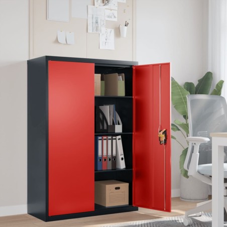 vidaXL Armario archivador de acero gris antracita y rojo 90x40x140 cm